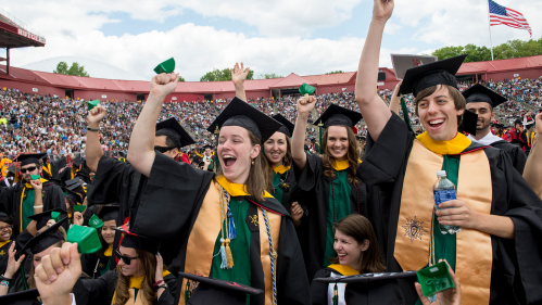4+1 graduates celebrating at University Commencement.