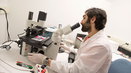 A graduate student in a lab.